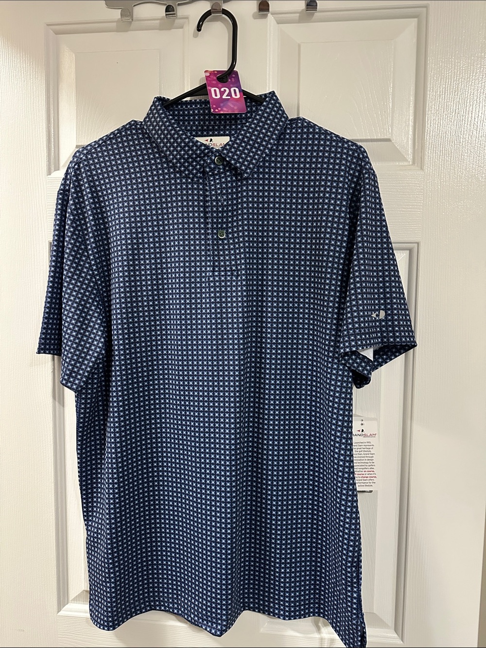 Grand Slam Navy Geometric-Print Polo